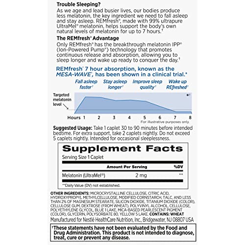 REMfresh 2mg Advanced Melatonin Sleep Aid Supplement (36 Caplets) REMfresh buy supplements canada