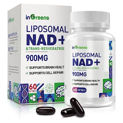 inGreens 900mg Liposomal NAD+ Supplement with 300mg Trans Resveratrol - Superior Absorption, Replaces NMN, Boost NAD+ for DNA Repair, Energy & Longevity, Aging Defense, 60 Softgels inGreens buy supplements canada