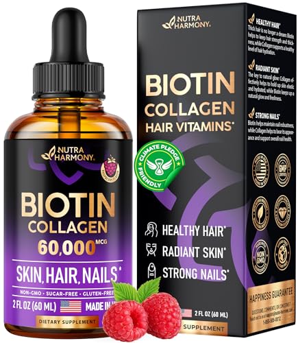 Liquid Biotin & Collagen - Vitamins for Hair Growth Support for Women & Men NUTRAHARMONY buy supplements canada