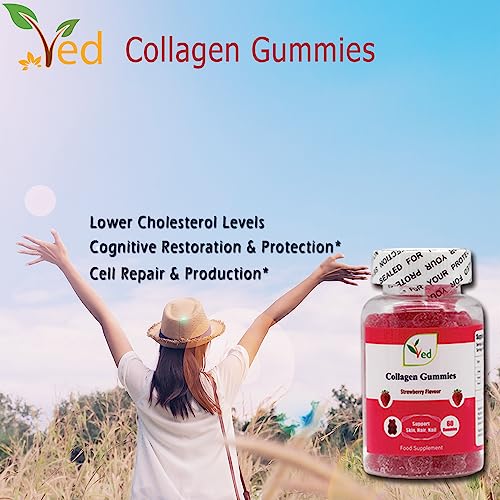 Ved Collagen Gummies; Chew Gummies Strawberry Flavour, Raw Unfiltered Collagen Gummies Ved buy supplements canada