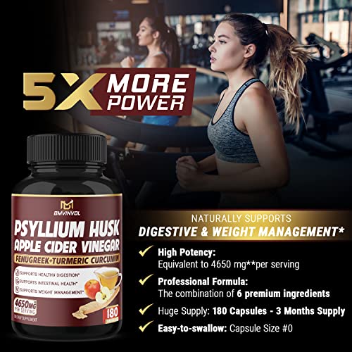 BMVINVOL Psyllium Husk Fiber Supplement 4650mg - Apple Cider Vinegar, Fenugreek BMVINVOL buy supplements canada