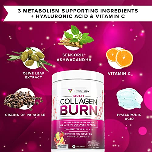 Multi Collagen Burn: Multi-Type Hydrolyzed Collagen Protein Peptides with Hyaluronic Acid Vitauthority buy supplements canada