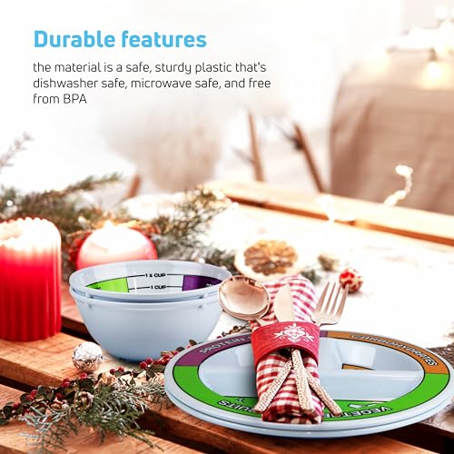 Portion Control Bariatric Plates and Bowls Set of 2 (4pcs Total) - Self-Measuring Plates HeroFiber buy supplements canada
