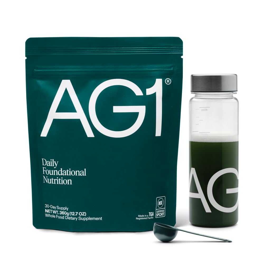 AG1 Greens Powder Supplement | Improve Gut Health | Multivitamin, Probiotic, Gluten Free, Vegan and Keto Friendly | Shaker & Scoop Included | 75 Vitamins (Athletic Greens), Classic Formula AG1 buy supplements canada