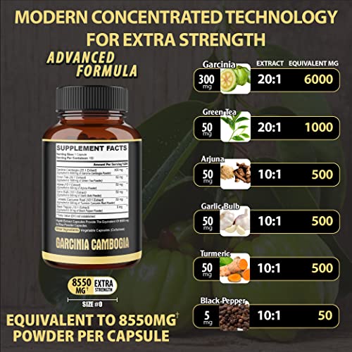 Premium Garcinia Cambogia 20:1 Extract Capsules 8550 mg - with Green Tea, Arjuna agobi buy supplements canada