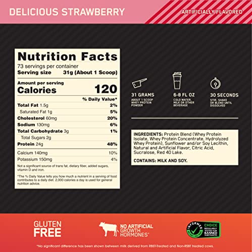 Optimum Nutrition Gold Standard 100% Whey Protein Powder, Delicious Strawberry Optimum Nutrition buy supplements canada