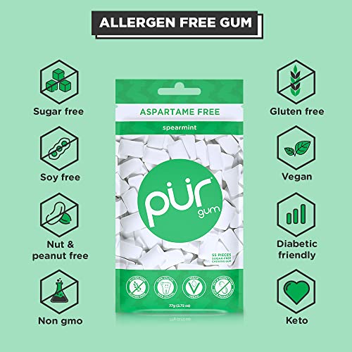 PUR Gum | Aspartame Free Chewing Gum | 100% Xylitol | Natural Spearmint Flavored Gum PUR buy supplements canada