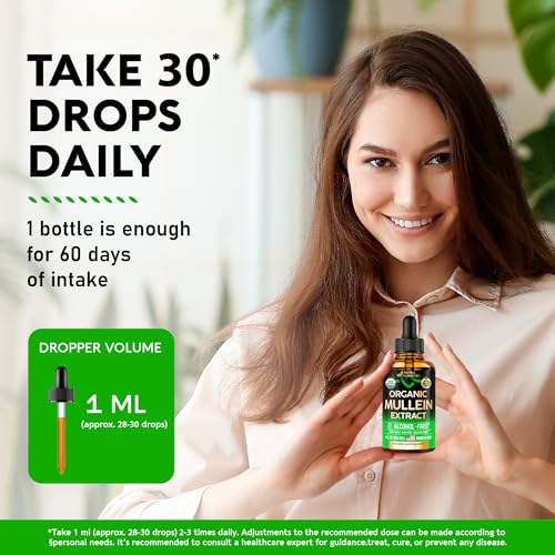 USDA Organic Mullein Drops for Lungs - Mullein Leaf Extract Supplement - Made in USA NUTRAHARMONY buy supplements canada