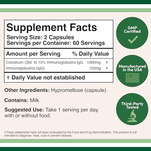 Colostrum Supplement 120 Capsules, 1,000mg per Serving (Bovine Colostrum Powder Double Wood Supplements buy supplements canada