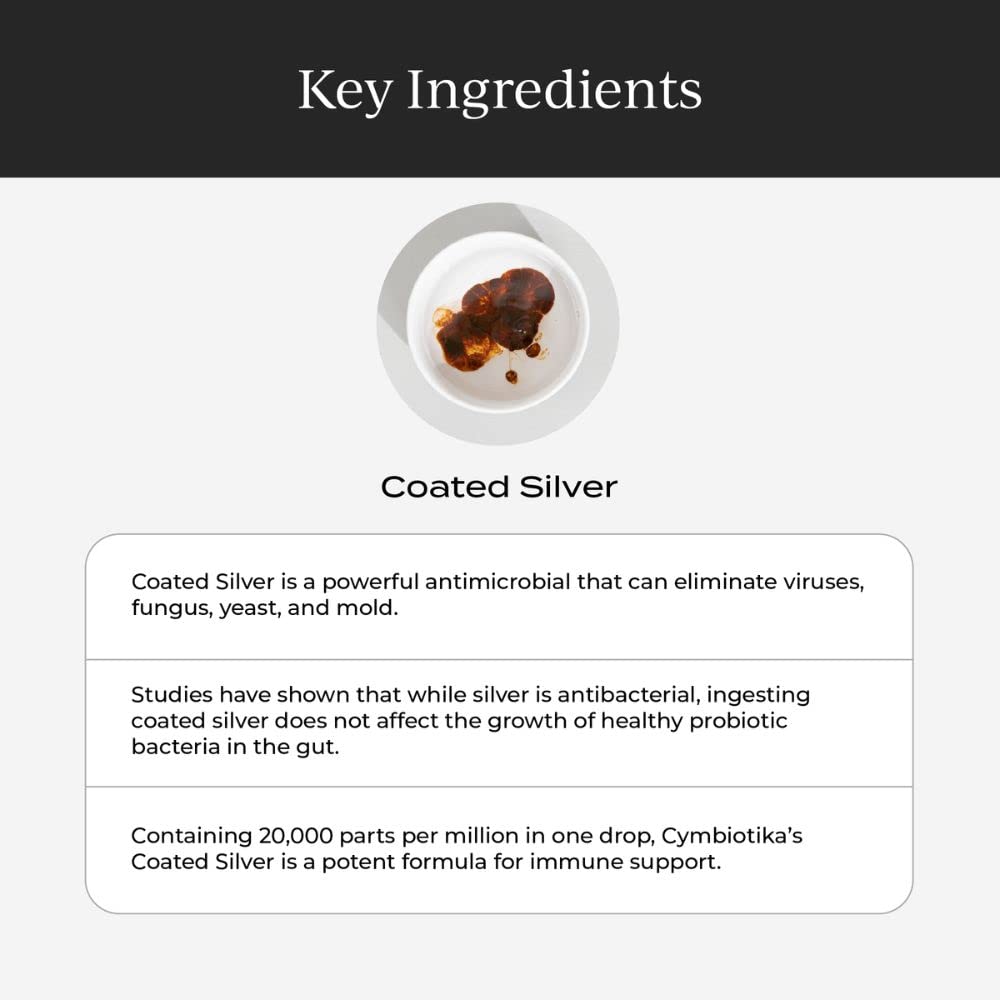 CYMBIOTIKA Colloidal Silver Liquid Supplement with Coated Silver, 20,000 PPM Mineral Concentrate, Immune Support Supplement for Adults, Easy to Use, 5 ml CYMBIOTIKA buy supplements canada