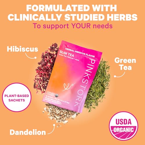 Pink Stork Slim Tea with Organic Dandelion Root, Green Tea, Ginger and Hibiscus for Detox Pink Stork buy supplements canada