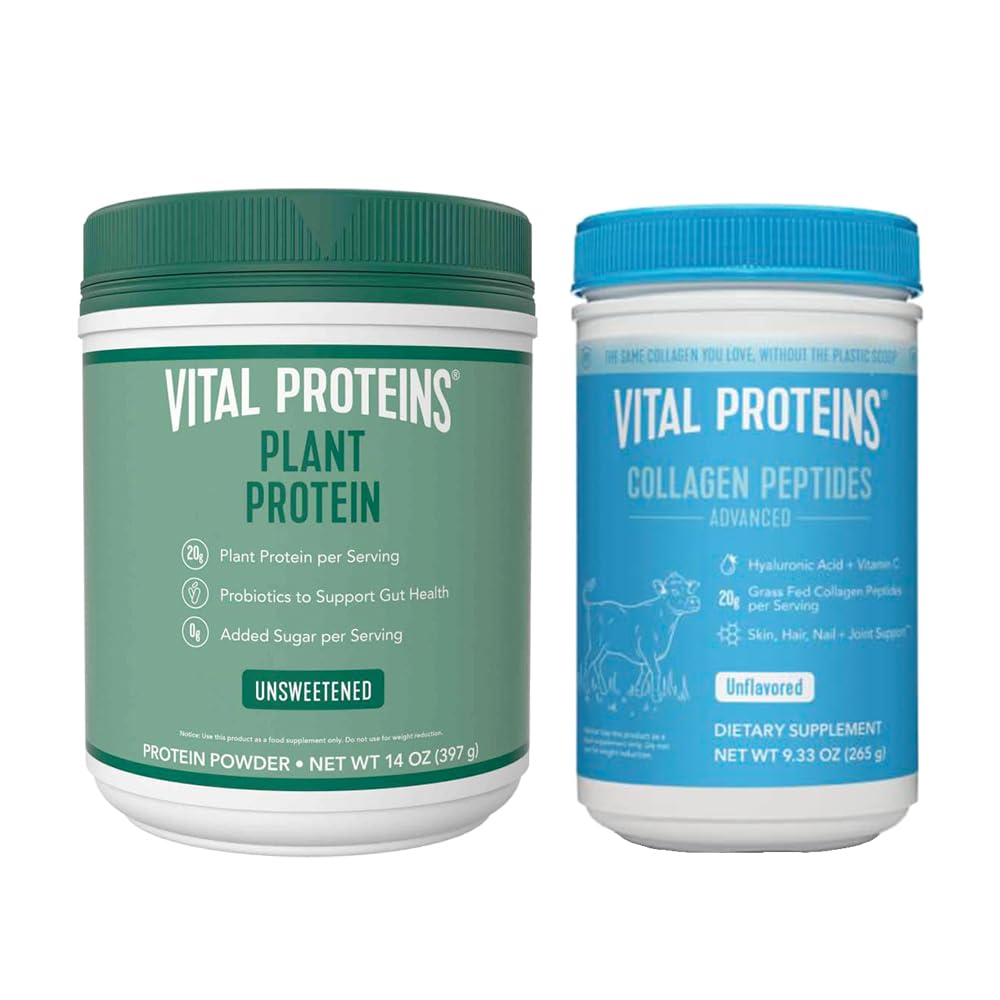 Vital Proteins Collagen Peptides Powder, 9.33 oz Unflavored + 14 oz Unsweetened Plant Vital Proteins buy supplements canada