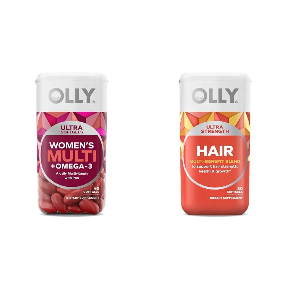 OLLY Ultra Women's Multi Softgels & Ultra Strength Hair Softgels, Supports Hair Health, Biotin, Keratin, Vitamin D, B12, Hair Supplement, 30 Day Supply - 30 Count OLLY buy supplements canada