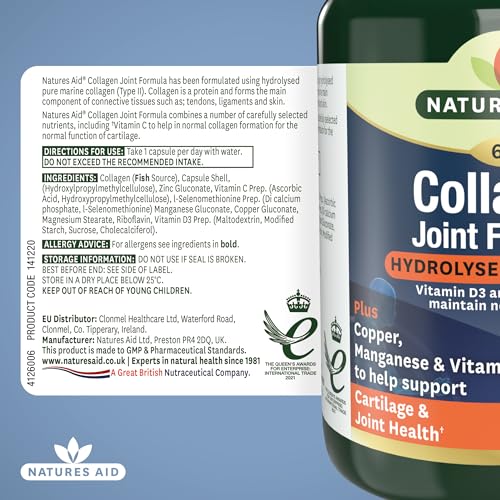 Natures Aid Collagen Joint Formula with Vitamin C, Copper and Manganese, Cartilage and Joint Health, 60 Capsules natures aid buy supplements canada