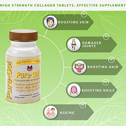 Pure-COL Collagen 90 Capsules 400mg Bio-Active Matrix High Strength Collagen Tablets The Perfect Range buy supplements canada