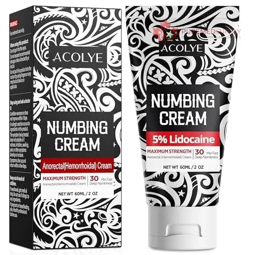 Acolye Numbing Cream Maximum Strength : 5% Lidocaine Topical Anesthetic - Extra Strength 5X Numbing with Menthol Arnica and Emu Oi (2 Fl Oz, Mint Flavor) Acolye buy supplements canada