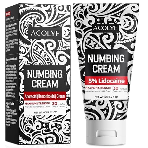 Acolye Numbing Cream Maximum Strength : 5% Lidocaine Topical Anesthetic - Extra Strength 5X Numbing with Menthol Arnica and Emu Oi (2 Fl Oz, Mint Flavor) Acolye buy supplements canada