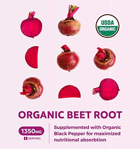 USDA Organic Beet Root Powder (120 Tablets) 1350mg Beets Per Serving with Black Pepper Healths Harmony buy supplements canada