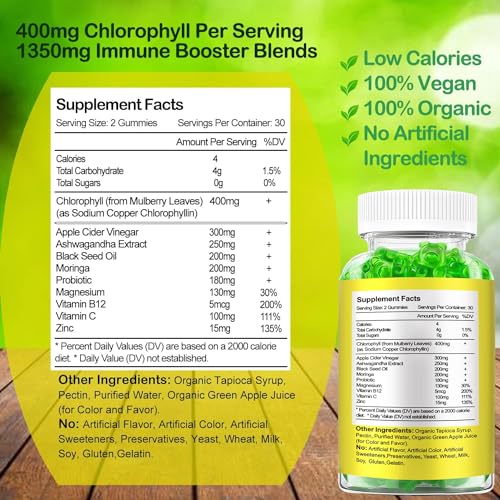 Organic Chlorophyll Gummies with Ashwagandha, Black Seed Oil, Apple Cider Vinegar Sijigood buy supplements canada