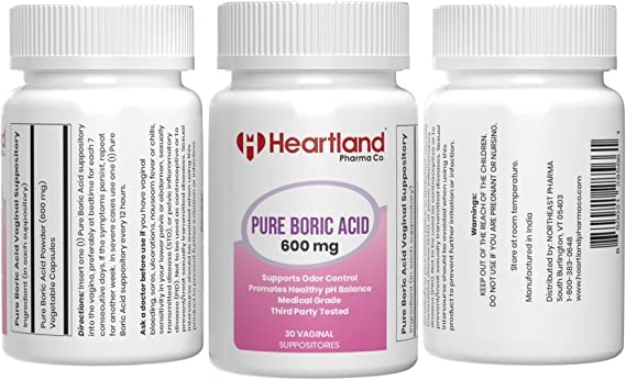 Heartland Pharma Boric Acid Vaginal Suppositories Medical Grade 100% USA Manufactured (30 ct)(1 Pack) Heartland Pharma buy supplements canada