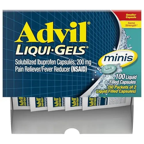 Advil Liqui-Gels minis Pain Reliever and Fever Reducer, Pain Medicine for Adults with Ibuprofen 200mg for Pain Relief - 50x2 Liquid Filled Capsules Advil buy supplements canada