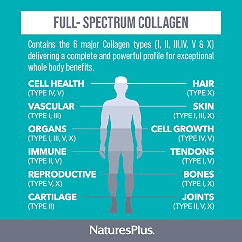 NaturesPlus Collagen Peptides Capsules - Premium Hydrolysed Collagen Supplement Type I, II, III, IV, V and X - Non-GMO, Gluten Free - 90 Capsules Nature's Plus buy supplements canada
