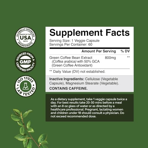 Pure Green Coffee Bean Extract - 800 mg Green Coffee Extract Caffeine Energy Pills Bio Sense buy supplements canada