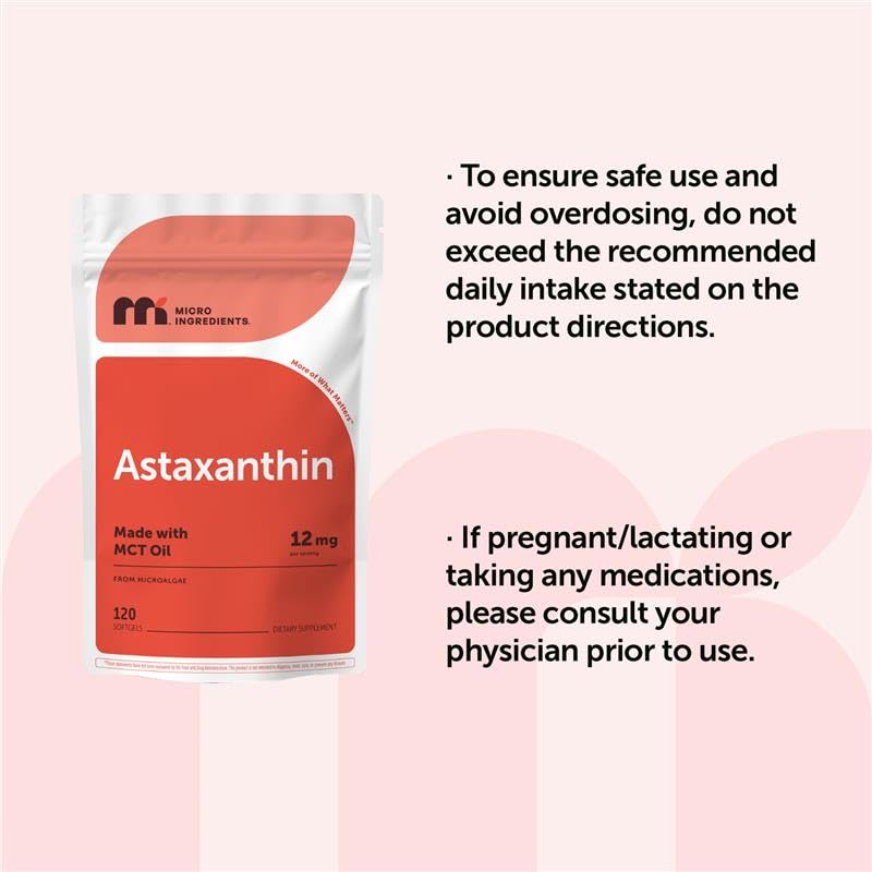 Micro Ingredients Astaxanthin 12mg with MCT Oil, 120 Softgels, 4 Month Supply | Premium Astaxanthin Antioxidant Supplements* | Fresh Microalgae Source Micro Ingredients buy supplements canada