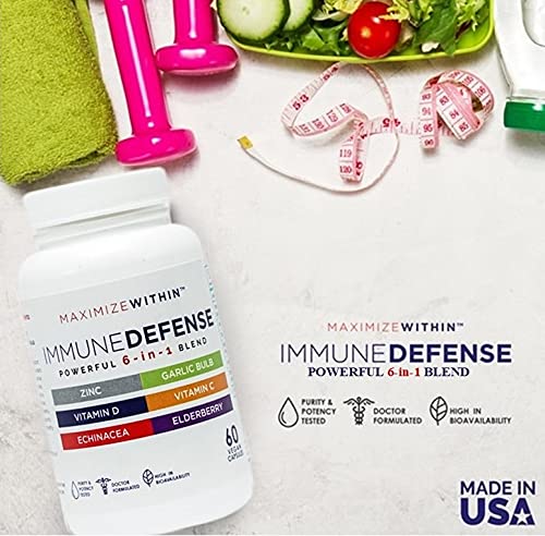 Maximum Slim Powerful 6-in-1 Immune Support Supplement with Zinc, Vitamin C, Elderberry, Vitamin D, Echinacea, & Garlic, 60 Count Maximum Slim buy supplements canada