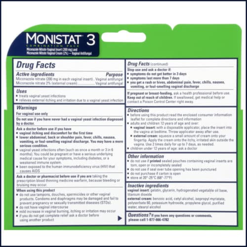 Monistat 3-Day Yeast Infection Treatment | Ovules + Itch Cream Monistat buy supplements canada