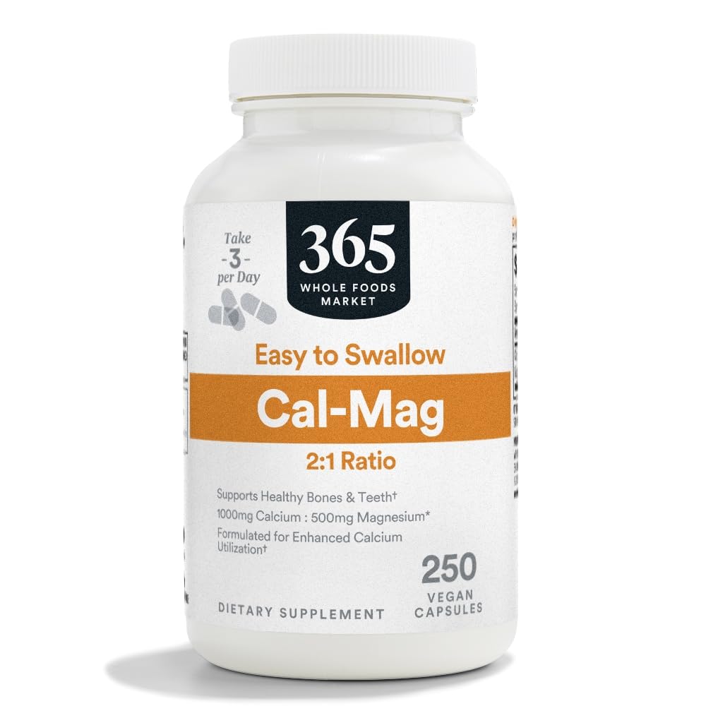 365 by Whole Foods Market, Cal-Mag 2:1 Ratio, Easy-to-Swallow Vegan Capsules, 250 Count 365 by Whole Foods Market buy supplements canada