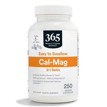365 by Whole Foods Market, Cal-Mag 2:1 Ratio, Easy-to-Swallow Vegan Capsules, 250 Count 365 by Whole Foods Market buy supplements canada