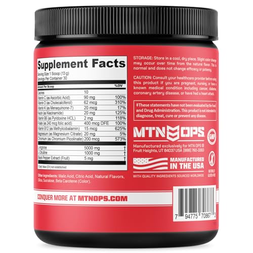 MTN OPS Enduro Nitric Oxide Supplement & Stim-Free Pre Workout - 30 Servings MTN OPS buy supplements canada