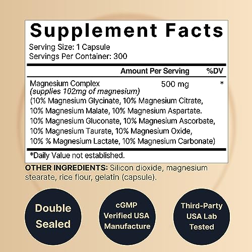 NatureBell Magnesium Complex Supplement 500mg, 300 Capsules | 10 Active Forms NatureBell buy supplements canada