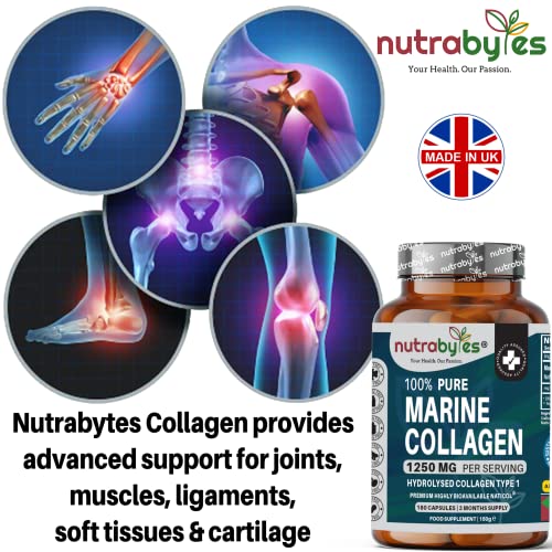 High Strength Marine Collagen Capsules - 1250mg Hydrolysed Collagen Supplement NUTRABYTES buy supplements canada