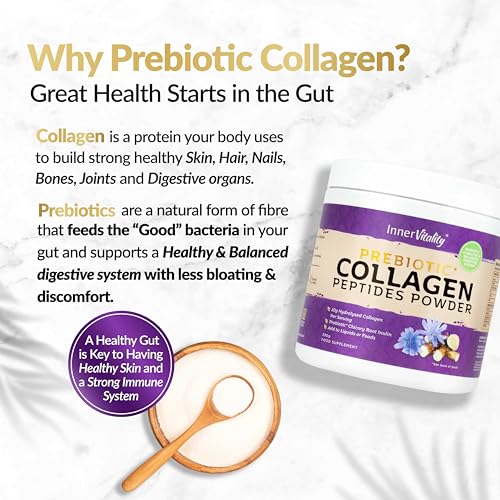 Prebiotic Collagen Powder - 390g Hydrolysed Bovine Collagen Peptides with Prebiotics for Gut Health & Skin Inner Vitality buy supplements canada