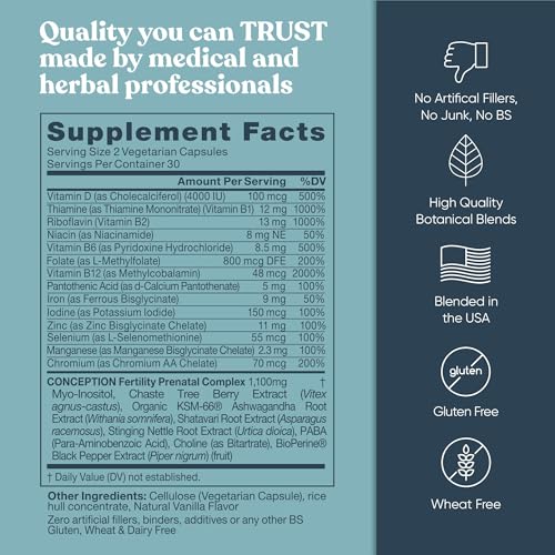 Conception Fertility Supplements for Women – Prenatal Vitamins – Promote Hormone Balance Eu Natural buy supplements canada