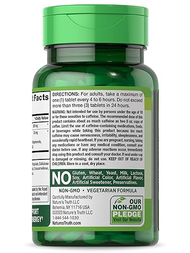 Caffeine Pills | 220mg | 120 Count | with Green Tea Extract | Vegetarian, Non-GMO & Gluten Nature's Truth buy supplements canada