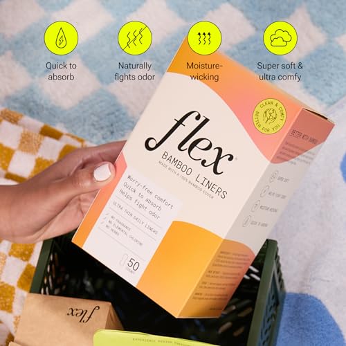 Flex Bamboo Panty Liners (50 Count) | Ultra Thin Daily Pantyliners | Fragrance-Free Feminine Care FLEX buy supplements canada