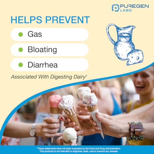 Puregen Labs Dairy Relief Natural Fast Acting Lactase Enzyme 3000 FCC, Lactose Intoleran P Puregen Labs buy supplements canada