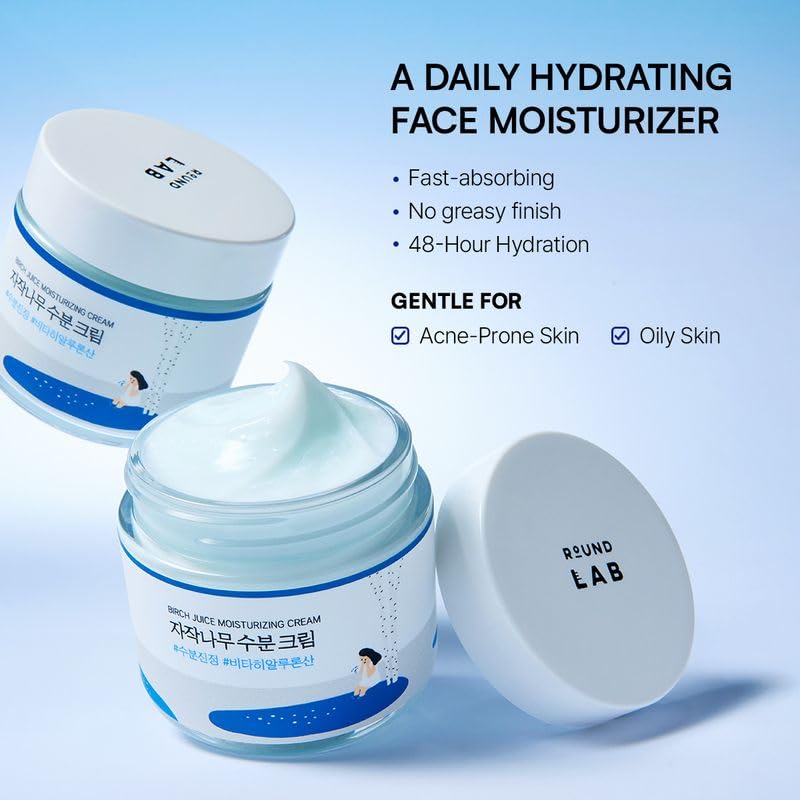 ROUND LAB Birch Juice Moisturizing Cream 2.7 Fl Oz, 48-Hour Deep Hydrating Face Moisturizer with Birch Sap & Vita Hyaluronic Acid for Acne-Prone Skin ROUND LAB buy supplements canada