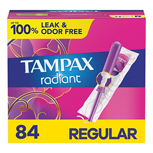 Tampax Radiant Tampons, Regular Absorbency, with Leakguard Braid, Unscented, 84 Count Tampax buy supplements canada