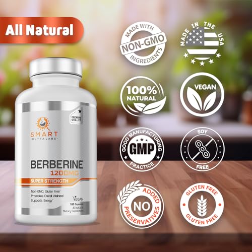 Premium Berberine HCL 1200mg- 180 Vegan Capsules, 100% Pure Berberin Smart Nutra Labs buy supplements canada