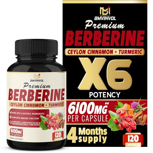 BMVINVOL Premium Berberine HCl 6-in1 Equivalent 6100mg - 120 Capsules - Plus Ceylon BMVINVOL buy supplements canada
