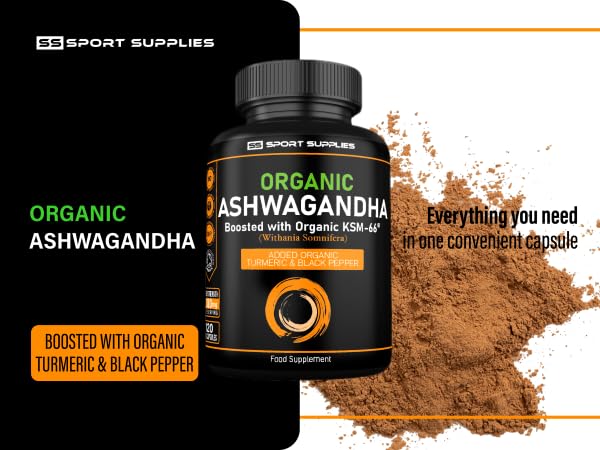 Organic Ashwagandha Capsules 1200mg Boosted with 100mg of Organic KSM-66 SS Sport Supplies buy supplements canada