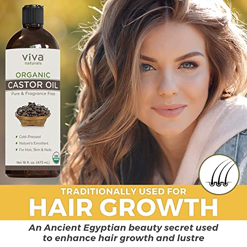 Viva Naturals Organic Castor Oil, 16 fl oz - Cold Pressed Castor Oil for Skin, Hair and Lashes - Traditionally Viva Naturals buy supplements canada