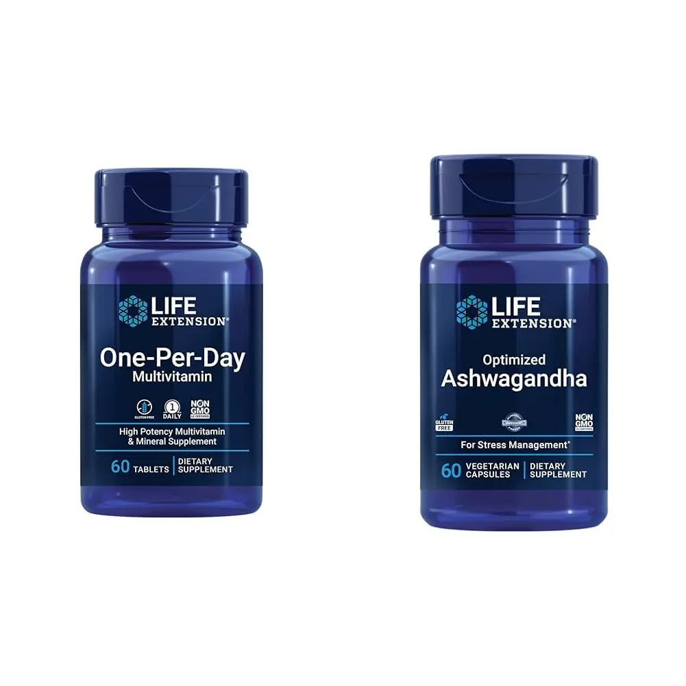 Life Extension One-Per-Day Multivitamin 60 Tablets and Optimized Ashwagandha 60 Capsules Bundle Life Extension buy supplements canada