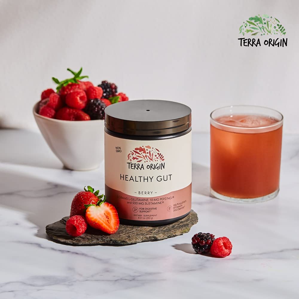 TERRA ORIGIN Healthy Gut Powder (Berry Flavor) |30-Servings with L-Glutamine, Zinc, Glucosamine, Slippery Elm Bark, Marshmallow Root and More! TERRA ORIGIN buy supplements canada