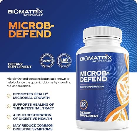 BioMatrix Biofilm Disruptor, GI Repair Digestive Supplement for Men and Women, Oil of Thyme, Oregano & Clove, Gut Microbiome & Intestinal Health Support | Microb-Defend (90 Softgels) BioMatrix buy supplements canada