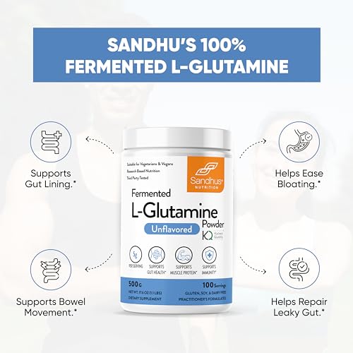 Sandhu's L-Glutamine - 100 Servings -Made in USA -500 Gram- Non-GMO- Amino Sandhu's buy supplements canada